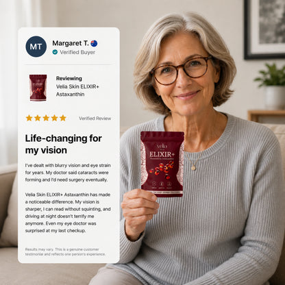 Velia ELIXIR+ Powered By Astaxanthin — Naturally Protects Your Eye Cells To Restore Sharp, Clear Vision