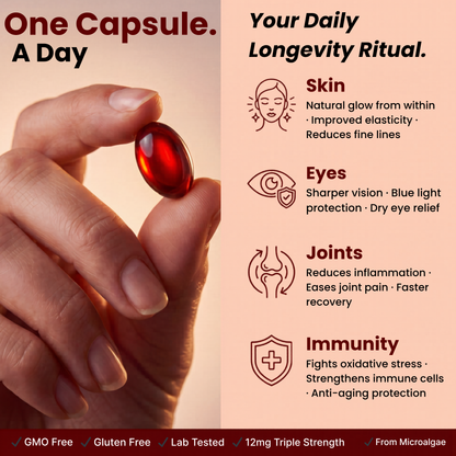 Velia ELIXIR+ Powered By Astaxanthin  — 12mg Daily Antioxidant for Glowing, Resilient Skin