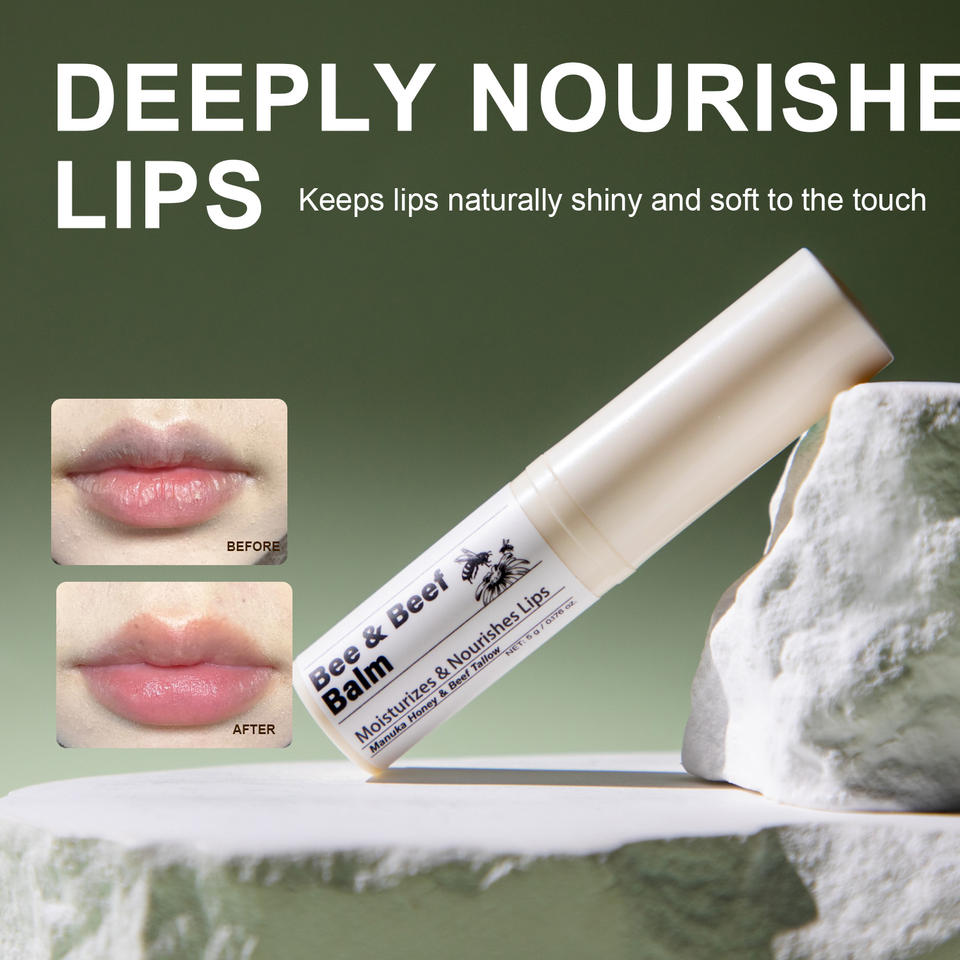 Natural 'Bee & Beef' Lip Balm - Soft hydrated protected lips.