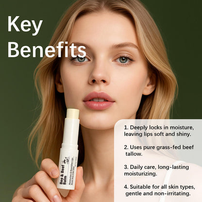 Natural 'Bee & Beef' Lip Balm - Soft hydrated protected lips.