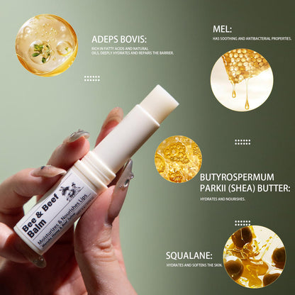 Natural 'Bee & Beef' Lip Balm - Soft hydrated protected lips.