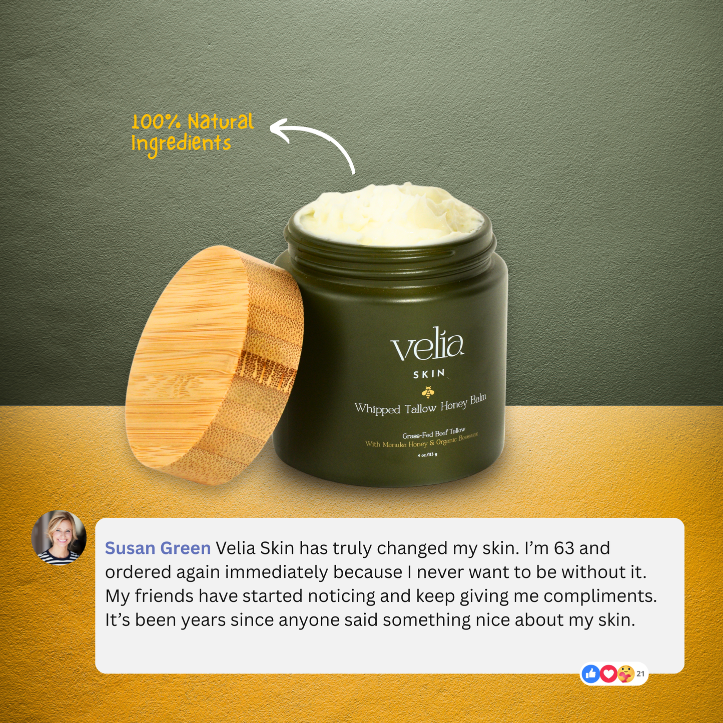 Velia Beef Tallow Honey Balm - 100% Natural