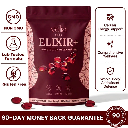Velia ELIXIR+ Astaxanthin - Nature’s Most Powerful Antioxidant for Whole Body Support & Cellular Protection - 12mg Triple Strength